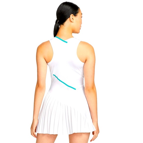 Nike Court Dri-FIT Women's Tennis Dress, White/Washed Teal/Wolf Grey - Picture 2 of 11